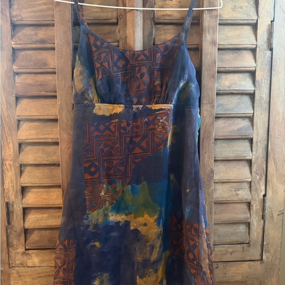 Patchwork y2k Patterned babydoll mini spaghetti S… - image 4